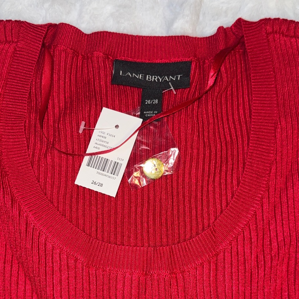 Lane Bryant Red Ribbed Sweater - Picture 2 of 8